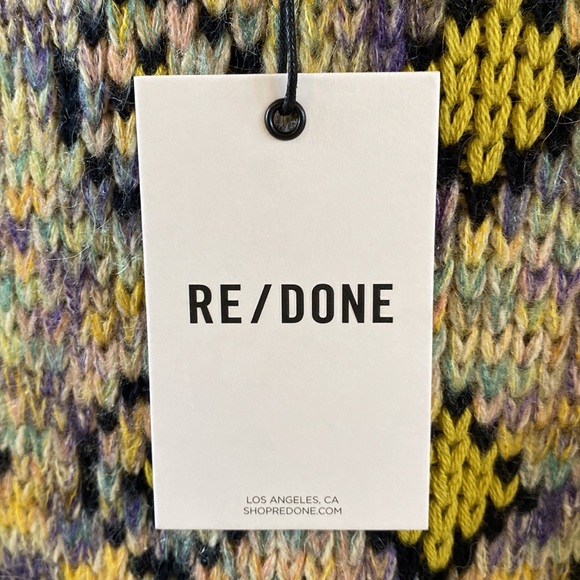 NWT Re/Done 50s crewneck cotton mohair mix sweater, multi-colored, Women’s Large - Picture 4 of 11